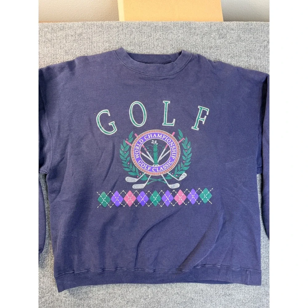 Vintage Galt Sand Golf Sweatshirt Large Navy Blue Cotton USA Crewneck Mens L